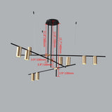Modern Nordic Gold Cylinder Adjustable Black Branch 9-Light Pendant Light