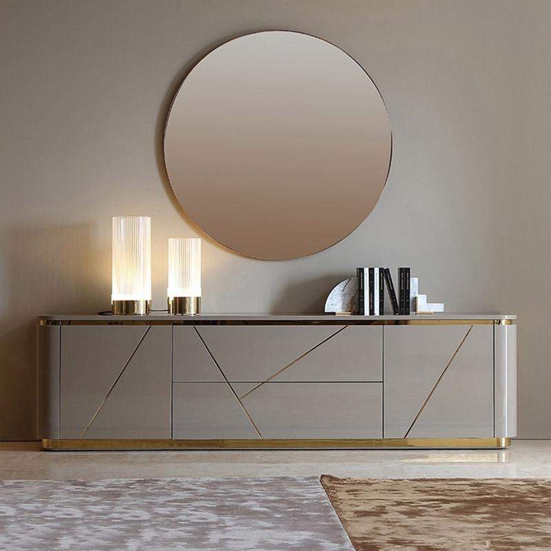 Janice Gray TV Stand with Drawer & Shelves Gold Media Console for TVs-Richsoul-Furniture,Living Room Furniture,TV Stands