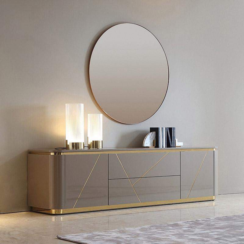 Janice Gray TV Stand with Drawer & Shelves Gold Media Console for TVs-Richsoul-Furniture,Living Room Furniture,TV Stands
