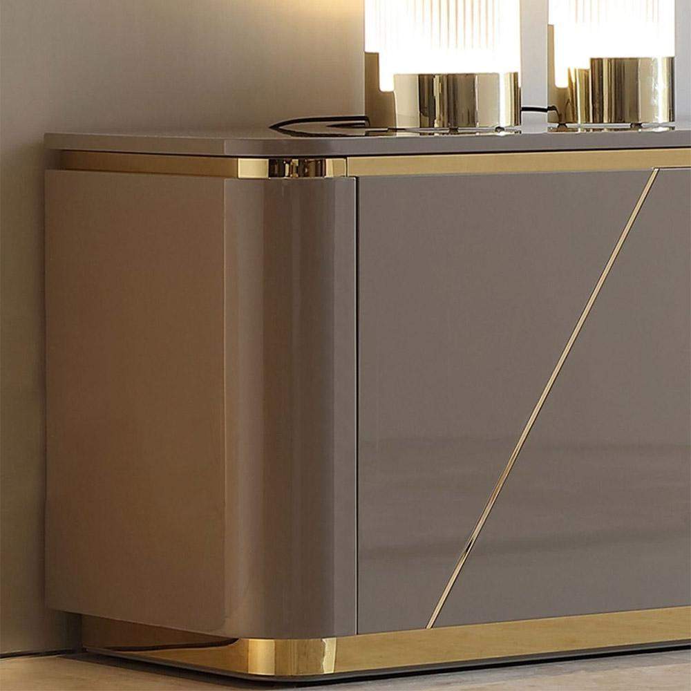 Janice Gray TV Stand with Drawer & Shelves Gold Media Console for TVs-Richsoul-Furniture,Living Room Furniture,TV Stands