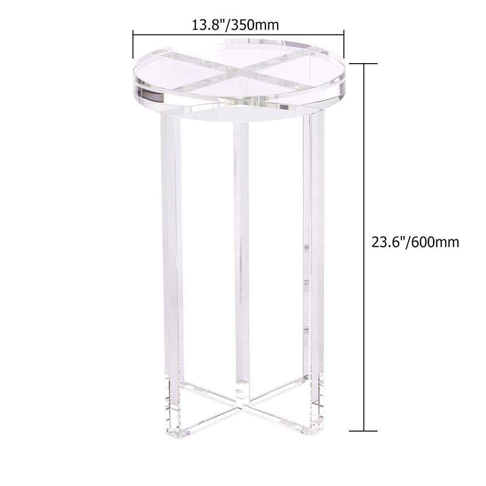 Round Clear Acrylic End Table Modern Side Table-Richsoul-End & Side Tables,Furniture,Living Room Furniture