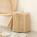 Modern Round End Table with Storage Rattan Side Table-Richsoul-End & Side Tables,Furniture,Living Room Furniture