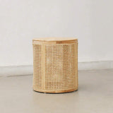 Modern Round End Table with Storage Rattan Side Table-Richsoul-End & Side Tables,Furniture,Living Room Furniture