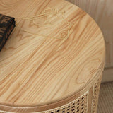 Modern Round End Table with Storage Rattan Side Table-Richsoul-End & Side Tables,Furniture,Living Room Furniture