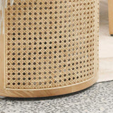 Modern Round End Table with Storage Rattan Side Table-Richsoul-End & Side Tables,Furniture,Living Room Furniture