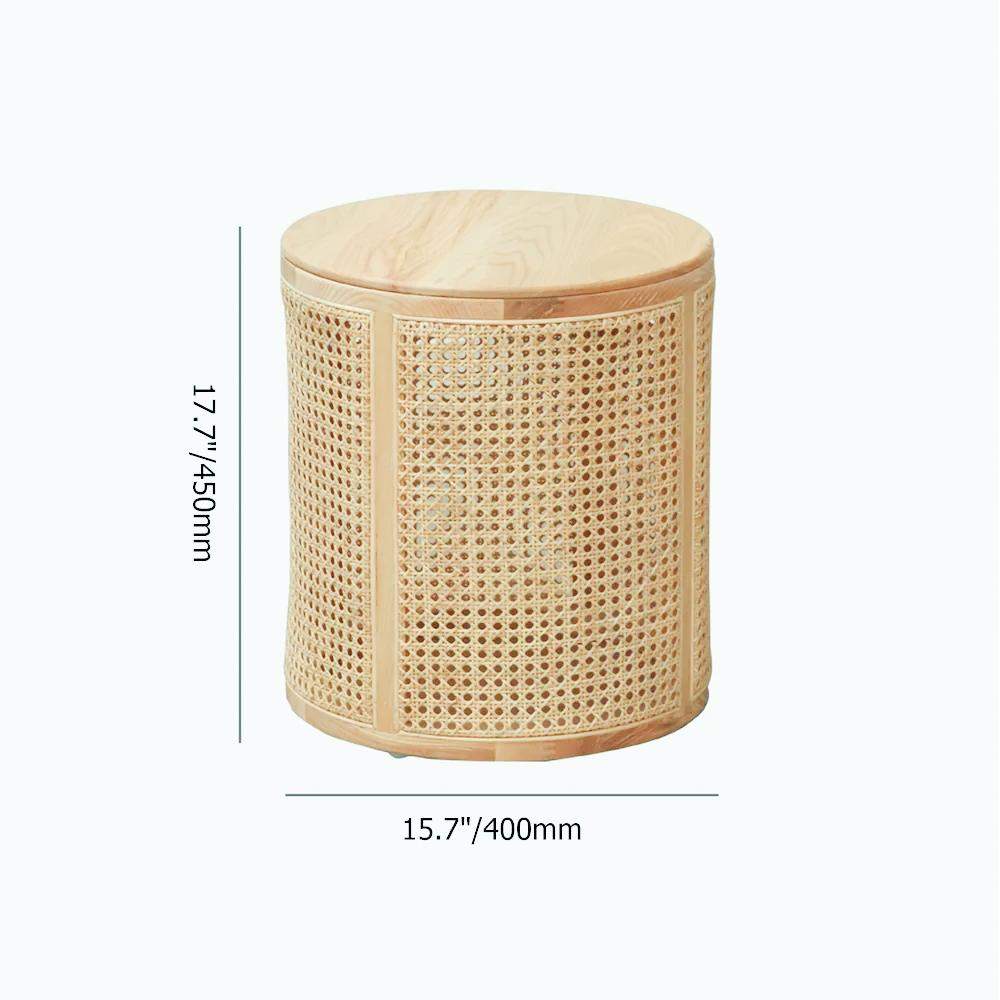 Modern Round End Table with Storage Rattan Side Table-Richsoul-End & Side Tables,Furniture,Living Room Furniture