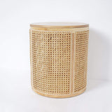Modern Round End Table with Storage Rattan Side Table-Richsoul-End & Side Tables,Furniture,Living Room Furniture