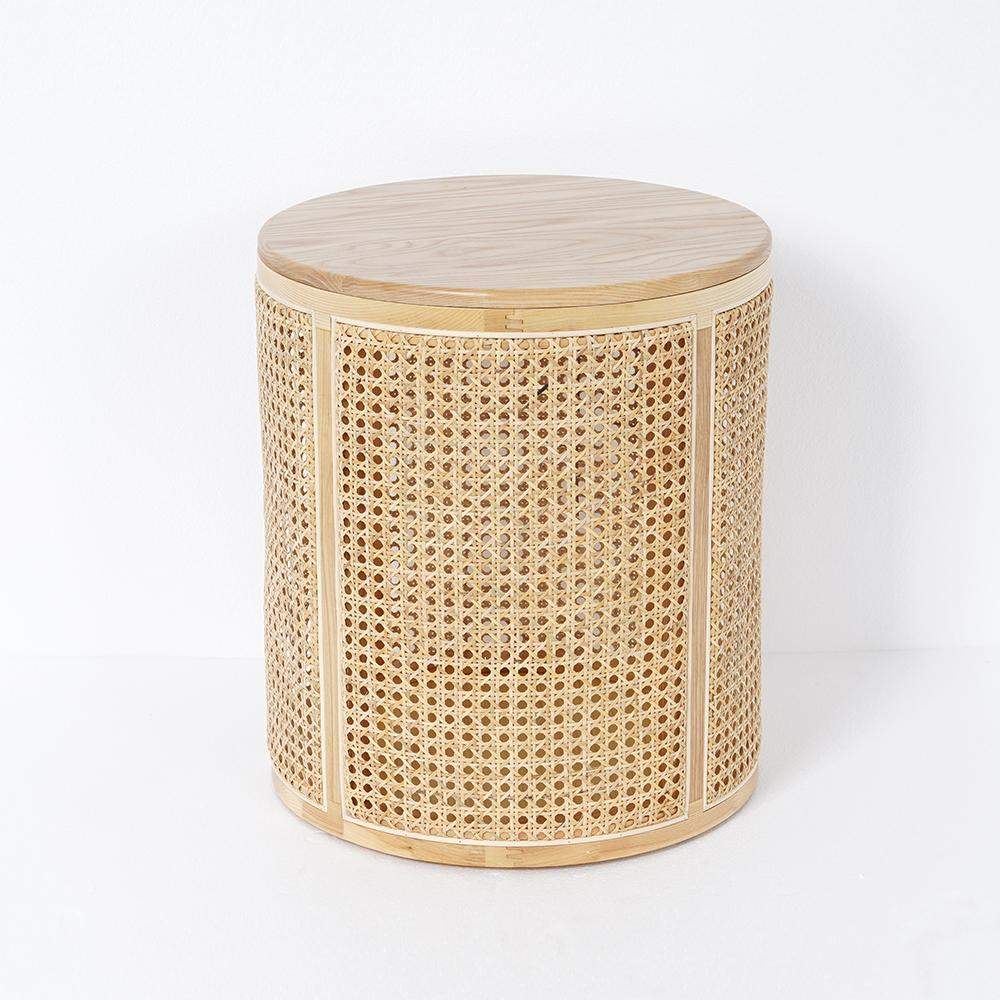 Modern Round End Table with Storage Rattan Side Table-Richsoul-End & Side Tables,Furniture,Living Room Furniture
