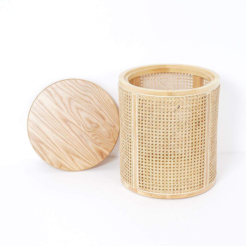 Modern Round End Table with Storage Rattan Side Table-Richsoul-End & Side Tables,Furniture,Living Room Furniture