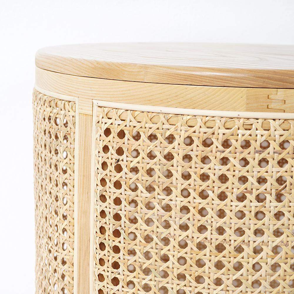Modern Round End Table with Storage Rattan Side Table-Richsoul-End & Side Tables,Furniture,Living Room Furniture