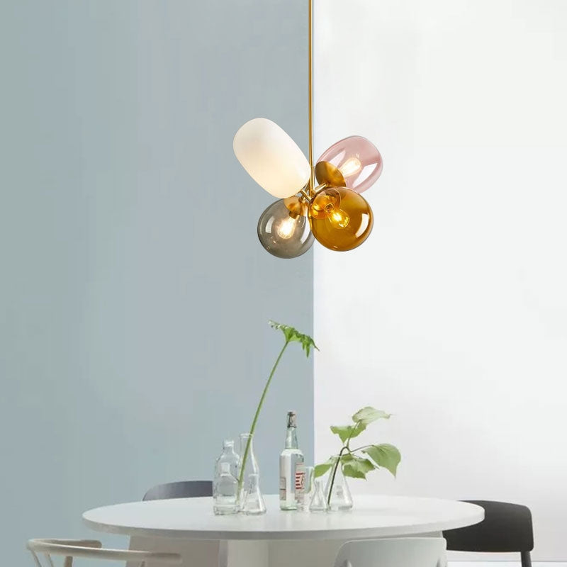 Modern Lovely 4-Light Colorful Glass Balloon Chandelier