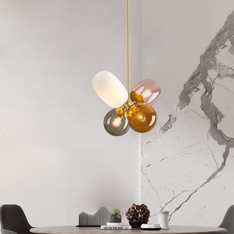 Modern Lovely 4-Light Colorful Glass Balloon Chandelier