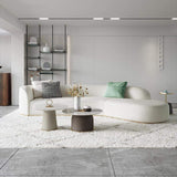 134" Curved White Sectional Sofa Upholstered 5-Seater Floor Sofa Faux-Fur Polyester-Richsoul-Furniture,Living Room Furniture,Sectionals
