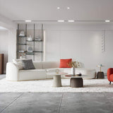 134" Curved White Sectional Sofa Upholstered 5-Seater Floor Sofa Faux-Fur Polyester-Richsoul-Furniture,Living Room Furniture,Sectionals