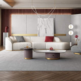 134" Curved White Sectional Sofa Upholstered 5-Seater Floor Sofa Faux-Fur Polyester-Richsoul-Furniture,Living Room Furniture,Sectionals