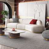 134" Curved White Sectional Sofa Upholstered 5-Seater Floor Sofa Faux-Fur Polyester-Richsoul-Furniture,Living Room Furniture,Sectionals