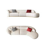 134" Curved White Sectional Sofa Upholstered 5-Seater Floor Sofa Faux-Fur Polyester-Richsoul-Furniture,Living Room Furniture,Sectionals