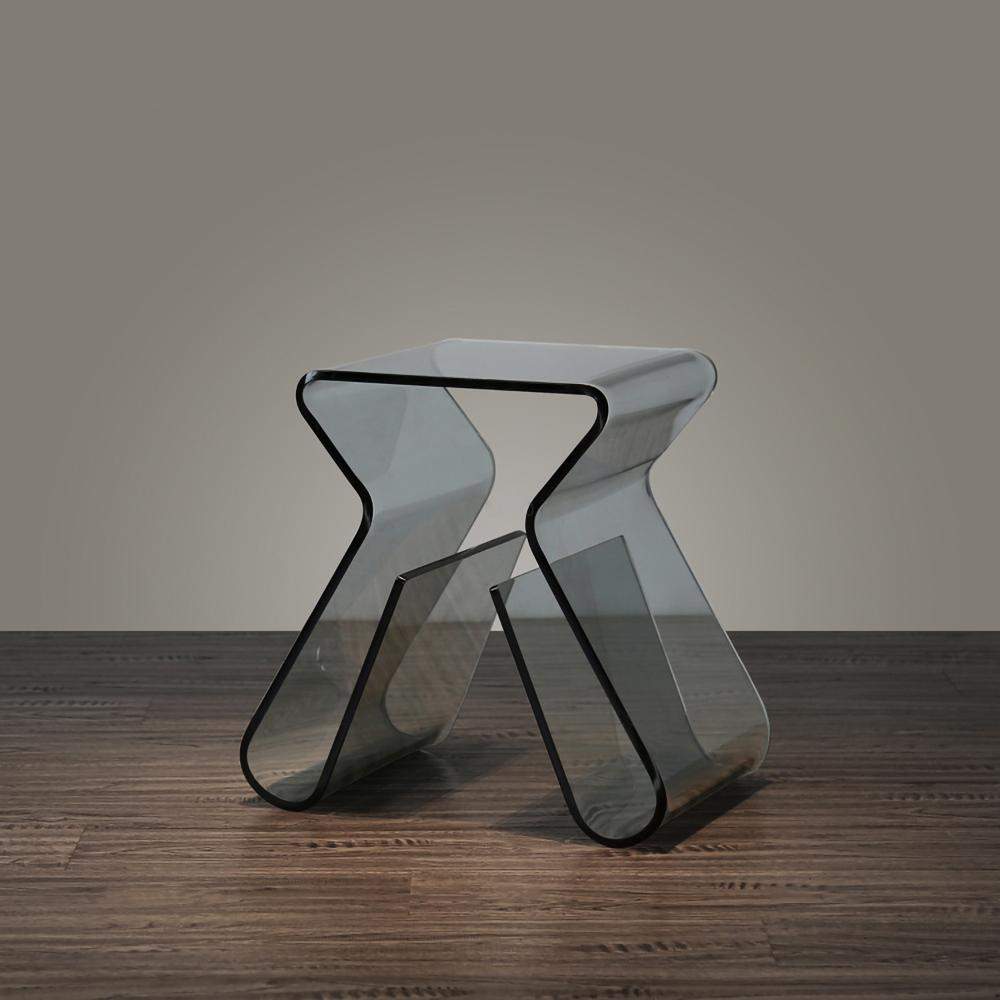 Stylish Side Table Acrylic Smoky Gray End Table with Storage Accent Table-Richsoul-End & Side Tables,Furniture,Living Room Furniture