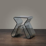 Smoky Gray Acrylic Side Table with Open Storage & Minimalist Design