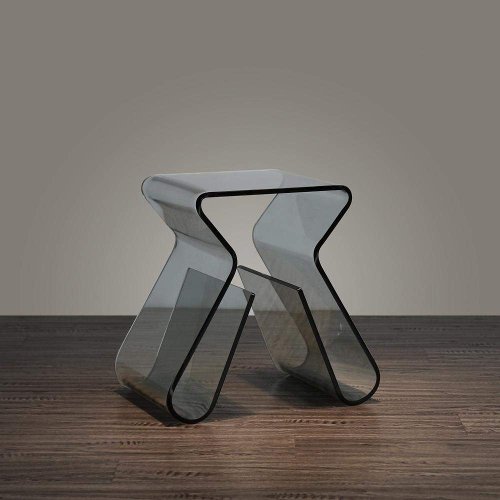 Stylish Side Table Acrylic Smoky Gray End Table with Storage Accent Table-Richsoul-End & Side Tables,Furniture,Living Room Furniture