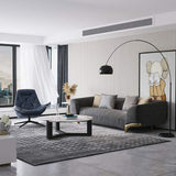 86.6" Gray Upholstered Sofa 3-Seat Cotton & Linen Sofa with Pillows Gold Legs-Richsoul-Furniture,Living Room Furniture,Sofas & Loveseats