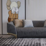 86.6" Gray Upholstered Sofa 3-Seat Cotton & Linen Sofa with Pillows Gold Legs-Richsoul-Furniture,Living Room Furniture,Sofas & Loveseats