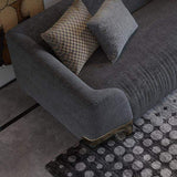 86.6" Gray Upholstered Sofa 3-Seat Cotton & Linen Sofa with Pillows Gold Legs-Richsoul-Furniture,Living Room Furniture,Sofas & Loveseats