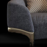 86.6" Gray Upholstered Sofa 3-Seat Cotton & Linen Sofa with Pillows Gold Legs-Richsoul-Furniture,Living Room Furniture,Sofas & Loveseats