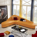 Modern Faux Leather Sectional Sofa Upholstered L-Shaped Corner Sofa Orange Sofa-Richsoul-Furniture,Living Room Furniture,Sectionals