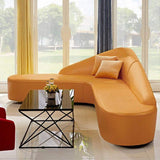 Modern Faux Leather Sectional Sofa Upholstered L-Shaped Corner Sofa Orange Sofa-Richsoul-Furniture,Living Room Furniture,Sectionals
