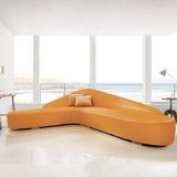 Modern Faux Leather Sectional Sofa Upholstered L-Shaped Corner Sofa Orange Sofa-Richsoul-Furniture,Living Room Furniture,Sectionals