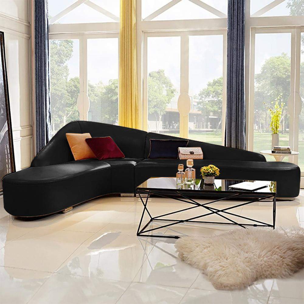 Modern Faux Leather Sectional Sofa Upholstered L-Shaped Corner Sofa Orange Sofa-Richsoul-Furniture,Living Room Furniture,Sectionals
