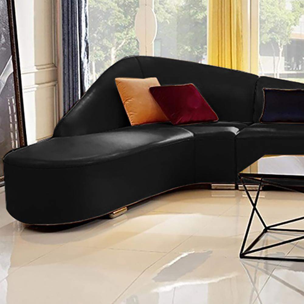 Modern Faux Leather Sectional Sofa Upholstered L-Shaped Corner Sofa Orange Sofa-Richsoul-Furniture,Living Room Furniture,Sectionals