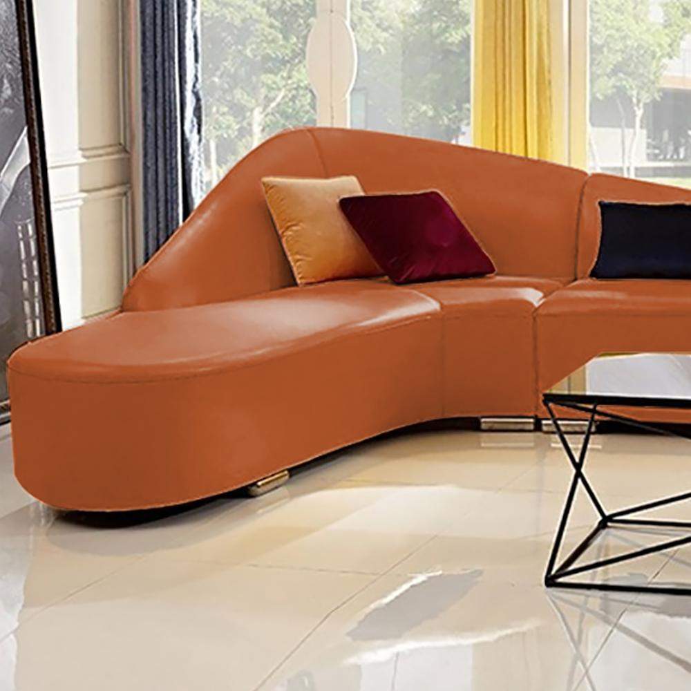 Modern Faux Leather Sectional Sofa Upholstered L-Shaped Corner Sofa Orange Sofa-Richsoul-Furniture,Living Room Furniture,Sectionals
