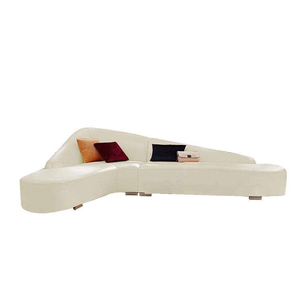 Modern Faux Leather Sectional Sofa Upholstered L-Shaped Corner Sofa Orange Sofa-Richsoul-Furniture,Living Room Furniture,Sectionals