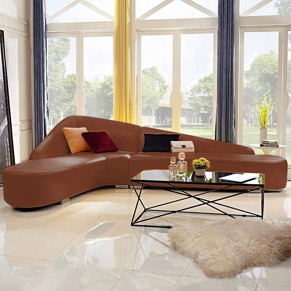 Modern Faux Leather Sectional Sofa Upholstered L-Shaped Corner Sofa Orange Sofa-Richsoul-Furniture,Living Room Furniture,Sectionals