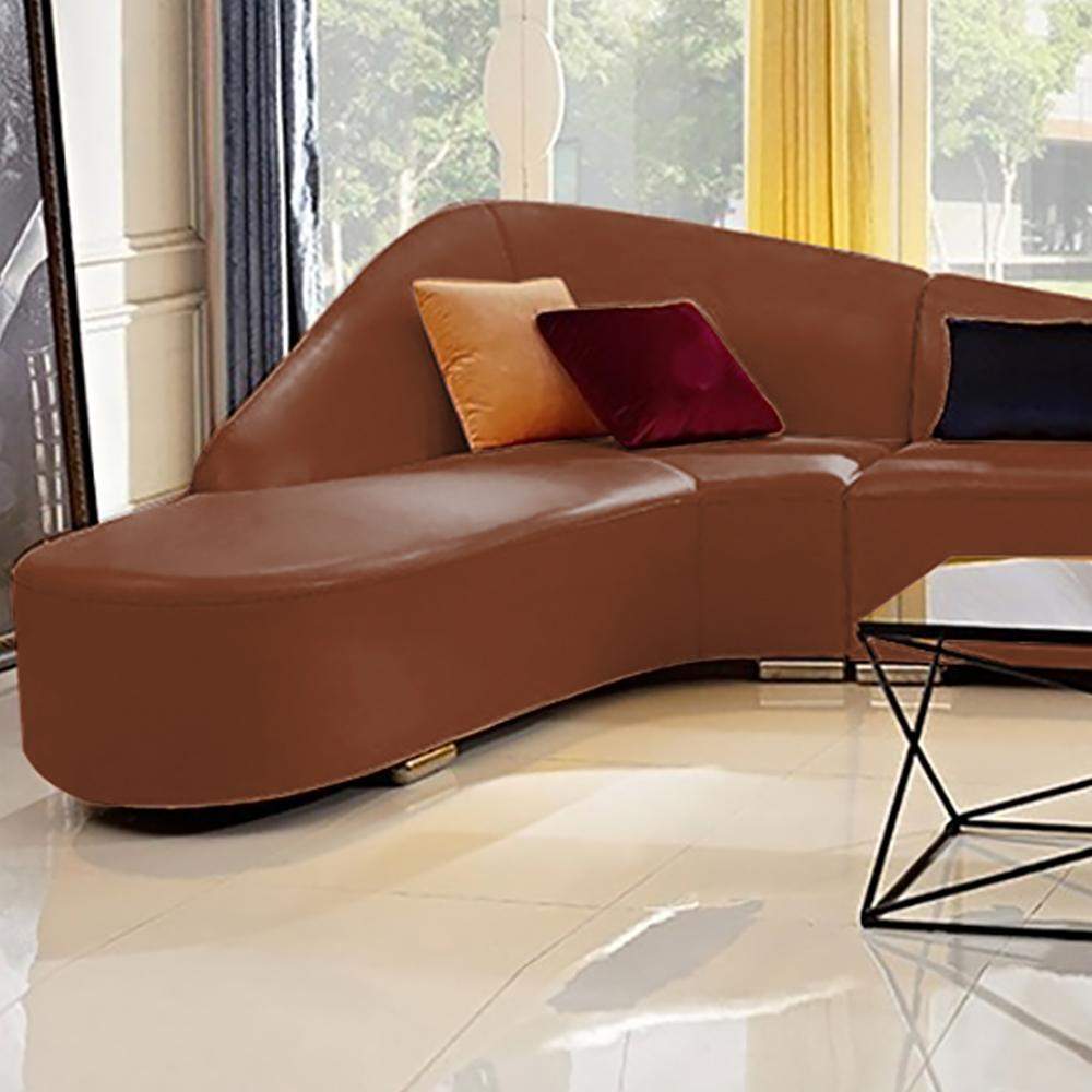 Modern Faux Leather Sectional Sofa Upholstered L-Shaped Corner Sofa Orange Sofa-Richsoul-Furniture,Living Room Furniture,Sectionals