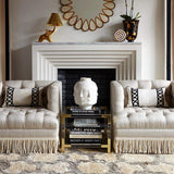 Gold and Clear Acrylic Storage End Table Square with Shelf-Richsoul-End & Side Tables,Furniture,Living Room Furniture