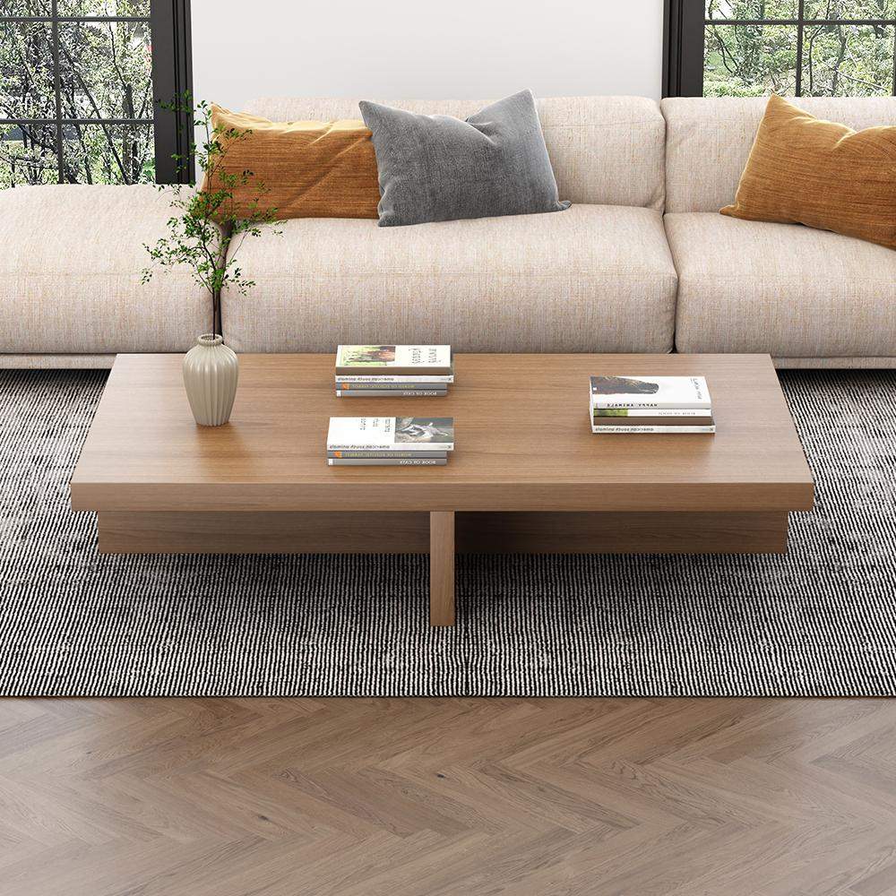 Farmhouse Wood Coffee Table Rectangle-shaped in Natural Rustic-Richsoul-Coffee Tables,Furniture,Living Room Furniture