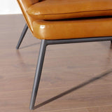 Caramel PU Leather Accent Chair Upholstered Arm Chair Carbon Steel in Black Finish-Richsoul-Chairs & Recliners,Furniture,Living Room Furniture