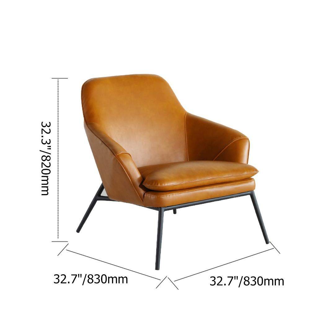 Caramel PU Leather Accent Chair Upholstered Arm Chair Carbon Steel in Black Finish-Richsoul-Chairs & Recliners,Furniture,Living Room Furniture