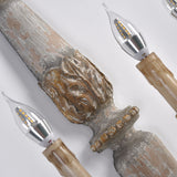 Farmhouse Rustic 3-Light Distressed Carved Wood Candle Wall Sconce Rust Metal