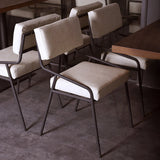 Industrial Upholstered Dining Chair White PU Leather Dining Chair Set of 2
