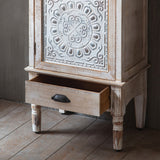 Wood Tall Storage Cabinet with Door Distressed White Rustic