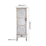 Wood Tall Storage Cabinet with Door Distressed White Rustic