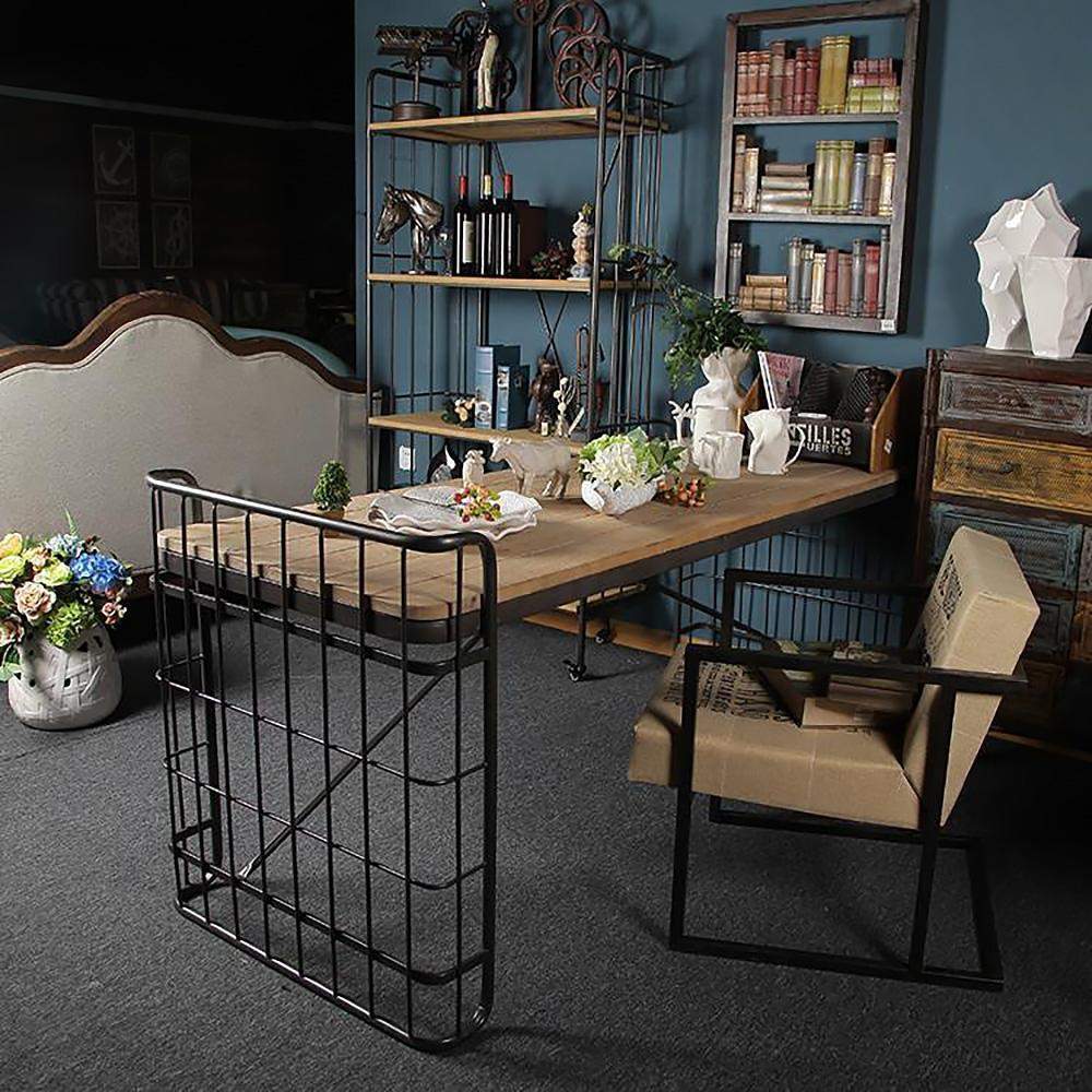 Industrial Loft Vintage Rectangular Writing Desk Office Desk Metal in Black Finish-Desks,Furniture,Office Furniture