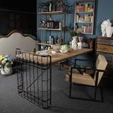 Industrial Loft Vintage Rectangular Writing Desk Office Desk Metal in Black Finish