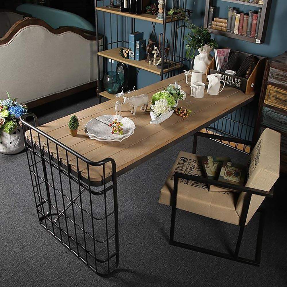 Industrial Loft Vintage Rectangular Writing Desk Office Desk Metal in Black Finish-Desks,Furniture,Office Furniture