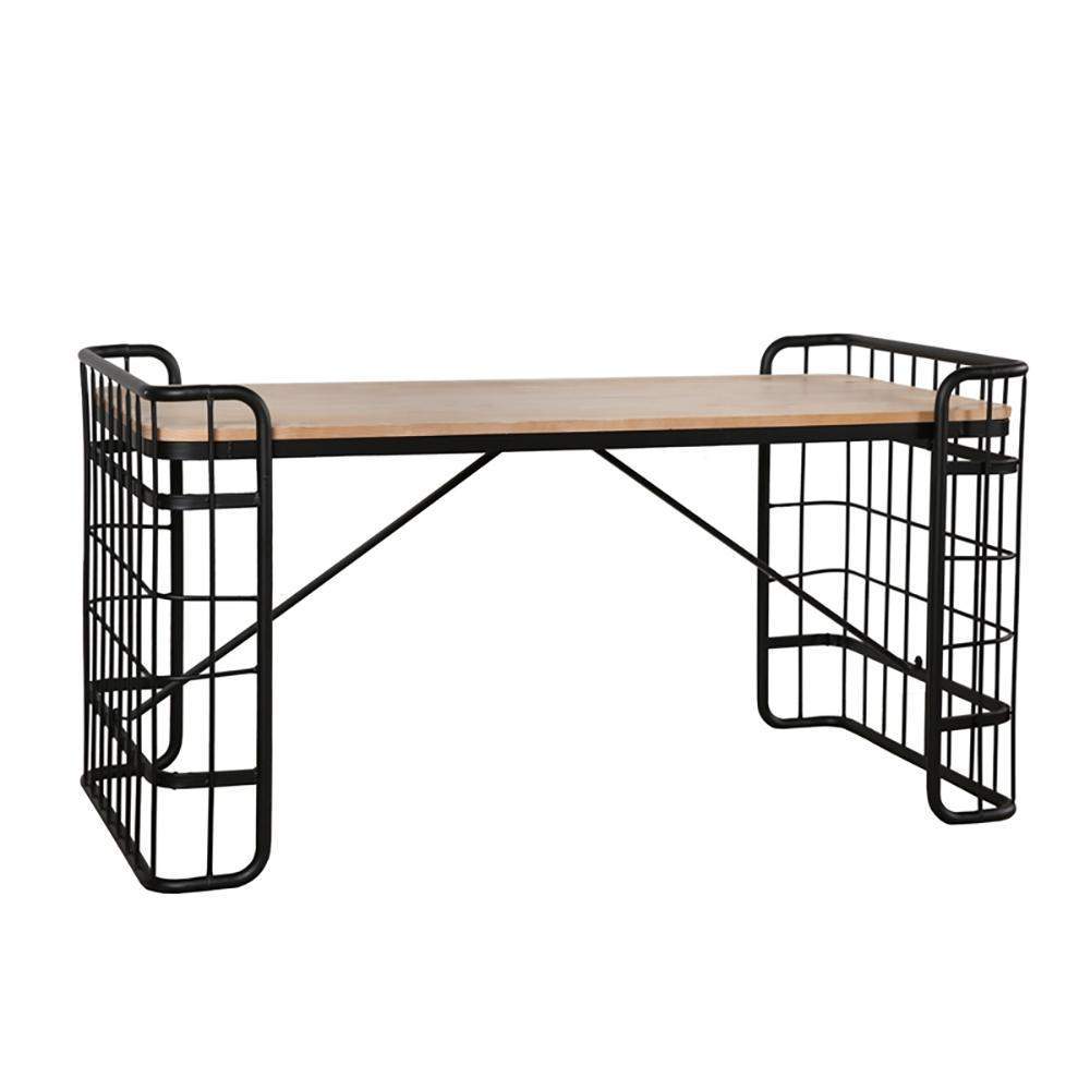 Industrial Loft Vintage Rectangular Writing Desk Office Desk Metal in Black Finish-Desks,Furniture,Office Furniture