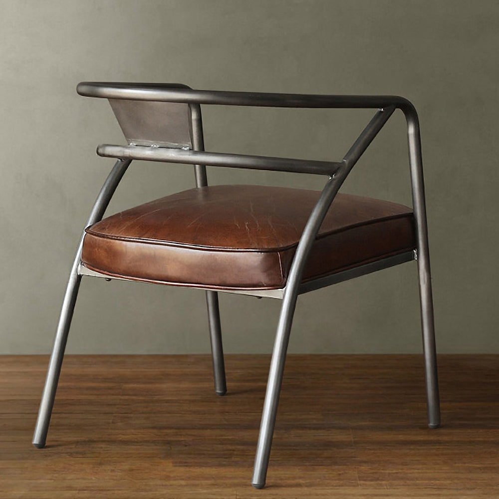 Industrial Gray and Brown Upholstered Dining Chair Set of 2